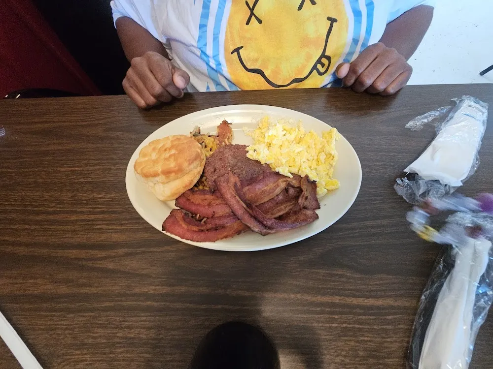 Stack 3 with 2 Eggs Sausage or Bacon